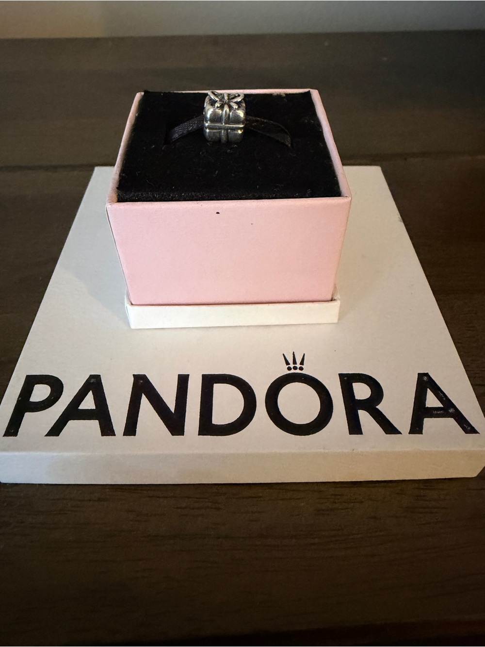 Authentic Pandora Retired Present with a Bow Sterling Silver Gift Box Charm.
